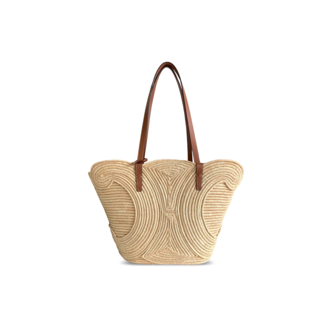 Ce1i*e classic panier braided triomphe in raffia and calfskin 116982 (47*30.5*15cm)